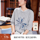 慕姍詩(shī)怡（MsShe）【空氣層】大碼女裝2025秋裝胖mm原創(chuàng  )植絨印花亮片刺繡衛衣 花灰色現貨 XL
