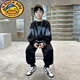 G.DUCKKIDS男童春秋衛衣套裝2025兒童裝中大童男孩春秋季運動(dòng)兩件套帥氣 黑色 130 【適合身高115-125】