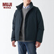 無(wú)印良品 MUJI 男式 不易沾水聚酯纖維 羽絨夾克秋冬保暖 ADG41C2A 羽絨服 深藏青色 M