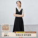 尚都比拉輕職場(chǎng)時(shí)尚優(yōu)雅本布細腰帶撞色拼接襯衫連衣裙 白拼黑 L