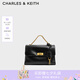 CHARLES&KEITH中號(hào)kerry郵差包單肩包斜挎包包女包生日七夕禮物CK2-80782515 Black黑色 中包