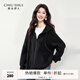 秋水伊人時(shí)尚簡(jiǎn)約純色寬松外套2025秋季新款女慵懶休閑風(fēng)連帽衛(wèi)衣拉鏈上衣 黑色 L