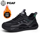 PGAF輕奢男鞋2025冬季新款輕便休閑鞋男士防滑軟底減震真皮運動(dòng)鞋子男 黑色加絨 39