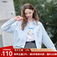 betu女裝2025秋季新款短外套100%棉薄款休閑襯衫外套女2507T33 藍(lán)色 S