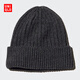優(yōu)衣庫男裝女裝HEATTECH針織帽子毛線(xiàn)帽防寒保暖25秋冬新款478303 08 深灰色 45 cm