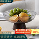 拜杰水果盤(pán)零食盤(pán)家用果盤(pán)客廳干果盤(pán)托盤(pán)堅果盤(pán)高腳瀝水透明黑果盤(pán)