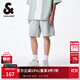 杰克·瓊斯（JACK&JONES）新款男士舒適彈力字母貼布休閑牛仔短褲男裝224343001 E42 中牛仔藍 M （175)