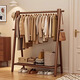 藝世界落地式實(shí)木衣帽架家用掛衣架臥室房間櫸木質(zhì)晾衣架室內簡(jiǎn)易置衣架 胡桃色120CM實(shí)木升級加粗