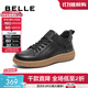 百麗（Belle）休閑舒適高幫鞋女商場(chǎng)同款真皮深口板鞋B8N1DDM4 黑色 37 (235mm)