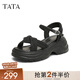 他她（TATA）涼鞋女鞋2025夏季新款休閑厚底法式氣質(zhì)時裝涼鞋女 黑色 38