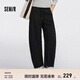 森馬森柔棉|商場(chǎng)同款休閑褲女分割彎刀褲2025新款秋寬松撞色長(cháng)褲 黑色90001 L