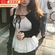 蔚占長(cháng)袖t恤女辣妹套裝罩衫秋裝新款2026上衣打底衫女內搭可外穿洋氣 花邊系帶套裝 S 【建議110斤內】