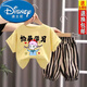 迪士尼（Disney）25新款男女套裝夏季新款洋氣韓版兒童純棉短袖T恤寶寶防蚊褲兩件 套裝【黃色】忙著(zhù)學(xué)習 120 建議身高【115左右】