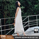 衣香麗影白色方領(lǐng)無袖蕾絲連衣裙女2025夏裝新款高端氣質(zhì)重工裙子 米色 M