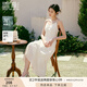 香影法式白色吊帶連衣裙女2025夏裝新款v領(lǐng)天絲小白裙海邊沙灘裙 米白 M 160/84A/95-110斤