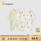 童泰嬰兒連體衣服純棉0-6個(gè)月新生兒蝴蝶衣春夏季男女寶寶嬰兒服2件裝 綠色 66cm