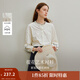 茵曼【商場(chǎng)同款】2025秋冬女裝新款100棉荷葉領(lǐng)提花襯衫長(cháng)袖上衣 杏色 L