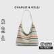 CHARLIE&KELLI CK品牌包包女款2025年彩色編織條紋托特包通勤單肩斜挎包禮物女 彩色【代寫(xiě)賀卡 品牌禮袋 】