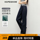 紅袖寬松垂感牛仔褲2025春季新款女裝酷颯氣質(zhì)原色高腰休閑闊腿長(zhǎng)褲 深牛仔藍(lán)072（預(yù)售10.2） L