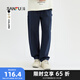 三福2025夏季男士貼標直筒休閑褲 休閑寬松橡筋腰長(cháng)褲498533 藏青 30