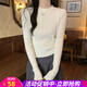 歐貝汐毛衣女春秋冬內搭2025設計感坑條修身短款女士上衣圓領(lǐng)打底針織衫 白色 均碼