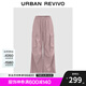 UR七夕2025秋季新款女裝工裝風(fēng)口袋松緊腰抽繩闊腿褲UYV650095 灰粉 S