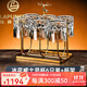 拉普尼司 LAPUNES德國(guó)品牌水晶玻璃威士忌杯專(zhuān)用酒吧雕花洋酒杯套裝高級(jí)感新婚禮物 冰花6只裝+杯架