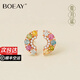BOEAY霓月謠碧璽純銀耳釘女氣質(zhì)耳環(huán)女2025年新款耳飾生日禮物女生耳墜 【品牌禮盒】霓月謠碧璽耳釘