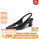 百思圖25夏商場(chǎng)氣質(zhì)粗跟高跟鞋尖頭后空女涼鞋B2610BH5 黑色  36 