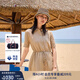 TOMMY HILFIGER【舒適亞麻】25夏季女裝海邊度假風(fēng)收腰顯瘦襯衫連衣裙 卡其色AEG S 34