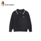 暇步士（Hush Puppies）童裝兒童毛衣大童學(xué)院風(fēng)男童全棉套頭女童線(xiàn)衣 藏藍   140   