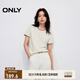 ONLY2025夏季新款隨性簡約圓領拼接刺繡顯瘦正肩T恤女|125201004 A01香草奶油白 M