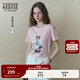 Teenie Weenie小熊女裝T恤2025秋季新款精美重工刺繡通勤短袖上衣 淺粉色 M