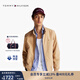 TOMMY HILFIGER【哈靈頓】25秋冬男裝商務(wù)休閑通勤立領(lǐng)輕棉服夾克外套 淺卡其色ABS L （推薦：150-165斤）