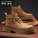 群狼·世家馬丁靴男2025秋季新款大黃靴高幫英倫真皮復古工裝靴男士防水皮靴
