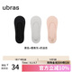 ubras3雙隱形無痕淺口防滑船襪子女襪防掉跟  黑+椰青灰+奶油杏
