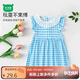 迷你木木屋女童夏季連衣裙小女生夏天純棉可愛(ài)裙子透氣舒適 格子蘭  100 