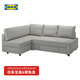 宜家（IKEA）FRIHETEN弗瑞頓轉(zhuǎn)角沙發(fā)床帶儲物坐臥兩用客廳簡約多功能折疊床 淡灰色含轉(zhuǎn)角靠墊沙發(fā)床