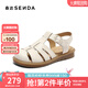 森達(dá)羅馬涼鞋女2025夏新商場(chǎng)同款復(fù)古休閑平底豬籠鞋4DS30BL5 米色 39