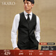 SKARO【澳洲質(zhì)感純羊毛】馬甲男商務(wù)修身西服背心黑色V領(lǐng)馬夾 黑色SKW021 L