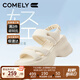 康莉休閑涼鞋女厚底夏季新款時(shí)尚彈力帶踩屎感沙灘運動(dòng)戶(hù)外涼鞋 米白色 36