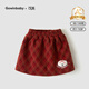 可英 GOWINBABY女童半身裙格紋加厚2025冬季女孩甜美可愛(ài)短裙女寶學(xué)院風(fēng)保暖裙子 紅色 110 （適合身高100cm-110cm）