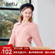 百圖betu女裝冬季新款毛衣復古時(shí)髦絞花Polo領(lǐng)寬松毛衫女2311T89 粉紅 M