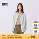 森馬（Semir）長袖襯衫女簡約圓領(lǐng)短背心肌理?xiàng)l紋寬松襯衣秋氣質(zhì)兩件套通勤 白咖色調(diào)00415 M