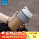 樂(lè )扣樂(lè )扣（LOCK&LOCK）咖啡杯耐熱玻璃水杯子男女學(xué)生便攜式雙飲吸管杯隨手杯500ML灰色