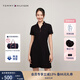 TOMMY HILFIGER【鑲邊V領(lǐng)】夏季女裝氣質(zhì)休閑通勤顯瘦POLO連衣裙 黑色BEI XL