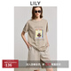 LILY2025夏新款簡(jiǎn)約花朵印花圖案百搭通勤寬松休閑圓領(lǐng)短袖T恤女 322灰綠 M