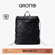 GROTTO個(gè)樂(lè )黑石雙肩包大容量褶皺綿羊皮軟皮背包電腦包通勤旅行包 黑石背包L（黑標）