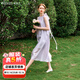 Olrain歐芮兒法式紫色連衣裙女夏季新款通勤別致高級感長(cháng)裙 煙紫色 L
