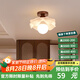 大觀園（DGY）過道燈走廊燈中古風(fēng)樓梯入戶玄關(guān)陽臺燈胡桃木燈具花朵吸頂燈O271 12W 桃木色明裝款三色變光-全光譜